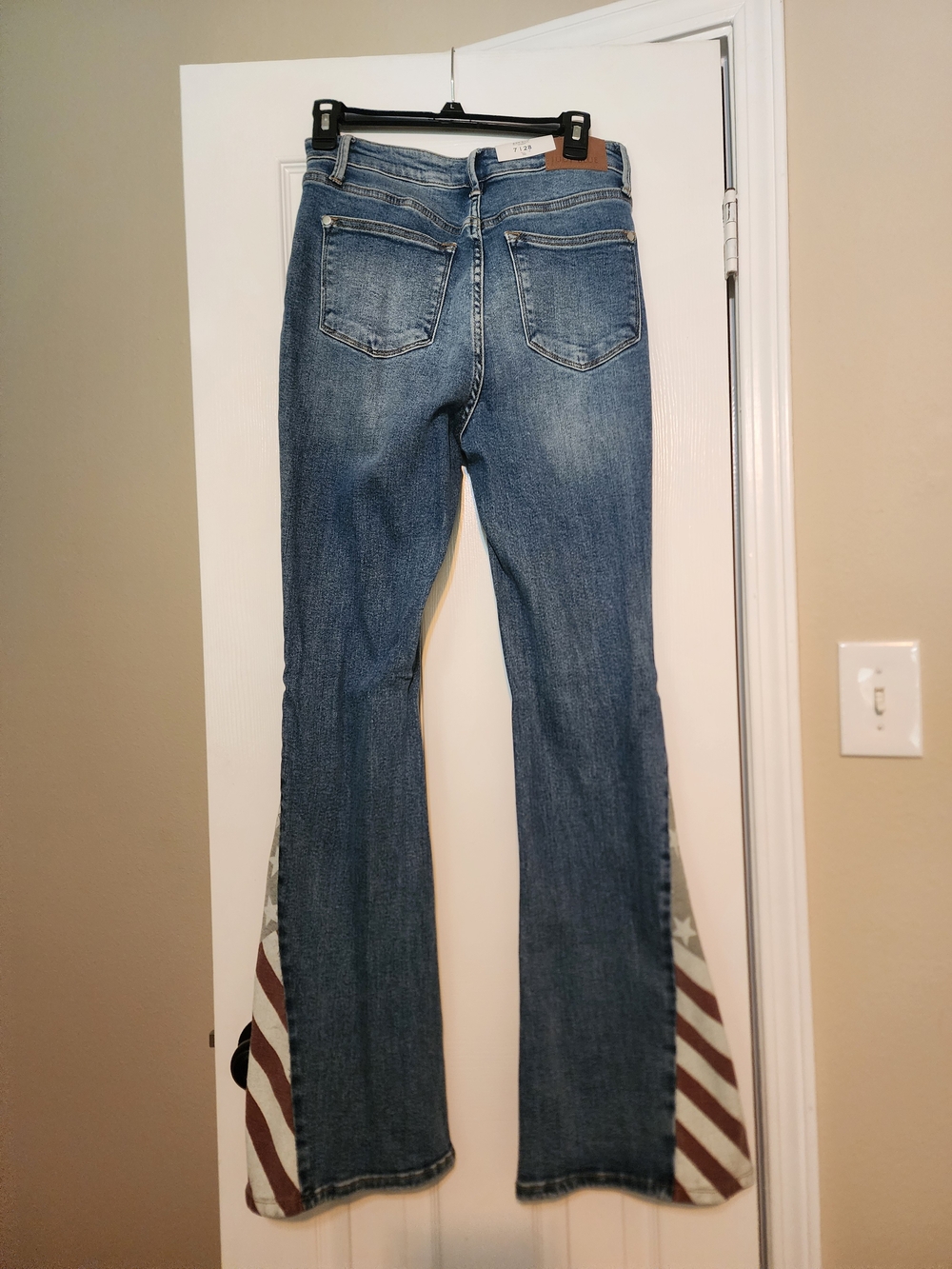 Judy Blue Blue Denim Flare Jeans with American Flag Side Panels - Picture 5 of 8